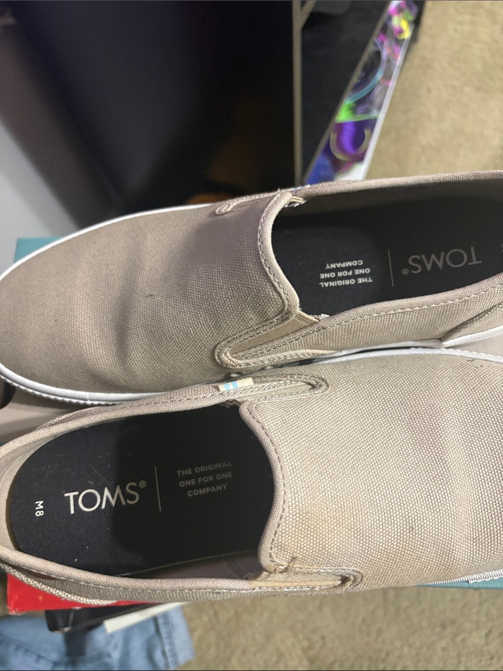 Toms Men’s Slip-On Canvas Loafers in Taupe